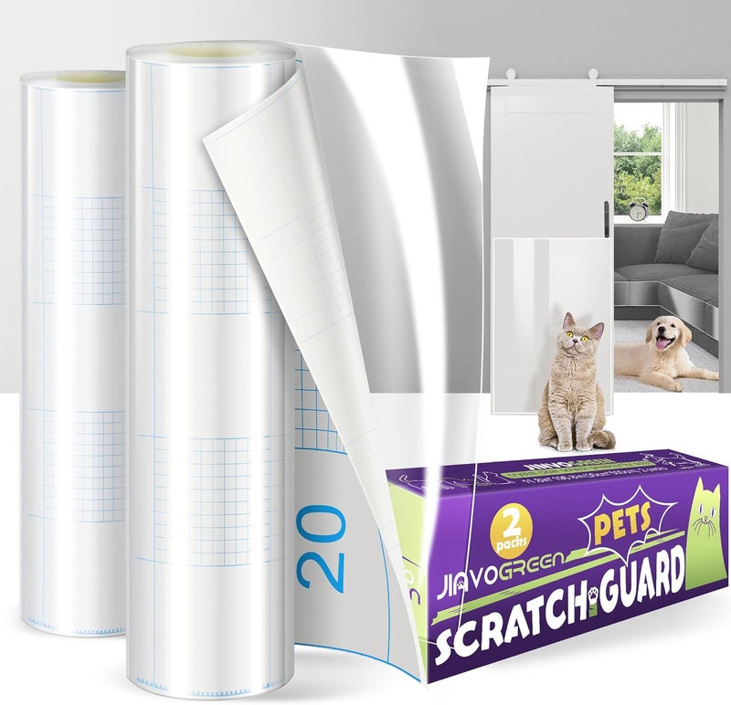 JINVOGREEN Cat Scratch Furniture Protector, 2 Pack 196.8" x 11.8" Couch Protector from Cat Claws, Thickened Transparent Self-Adhesive Furniture Protectors for Couch Protection from Cat Scratching - Image 1